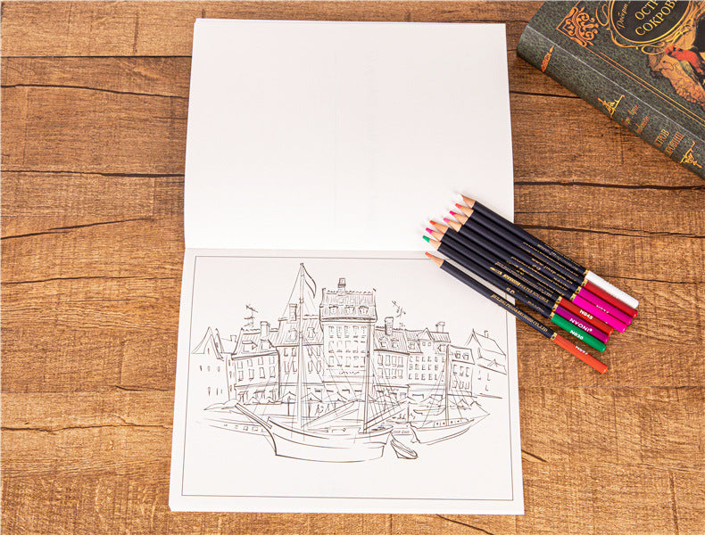 City Colouring Books for Adults Landscape Sketching Coloring Relieve Stress Graffiti  Drawing Book