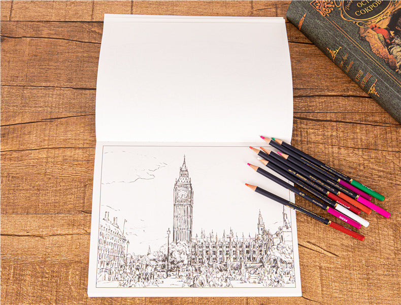 City Colouring Books for Adults Landscape Sketching Coloring Relieve Stress Graffiti  Drawing Book