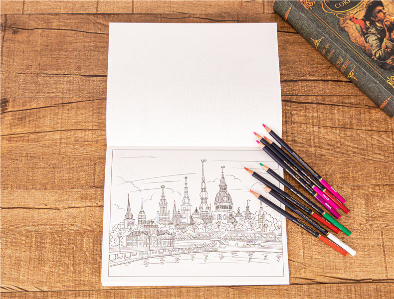 City Colouring Books for Adults Landscape Sketching Coloring Relieve Stress Graffiti  Drawing Book