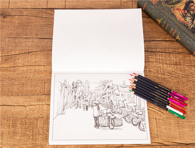 City Colouring Books for Adults Landscape Sketching Coloring Relieve Stress Graffiti  Drawing Book
