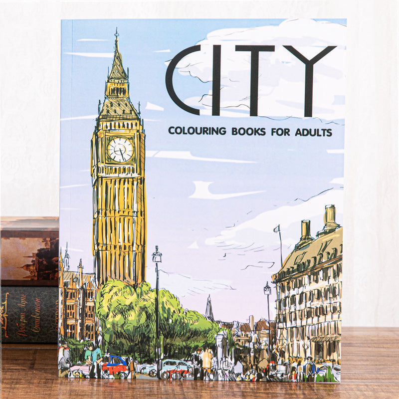 City Colouring Books for Adults Landscape Sketching Coloring Relieve Stress Graffiti  Drawing Book