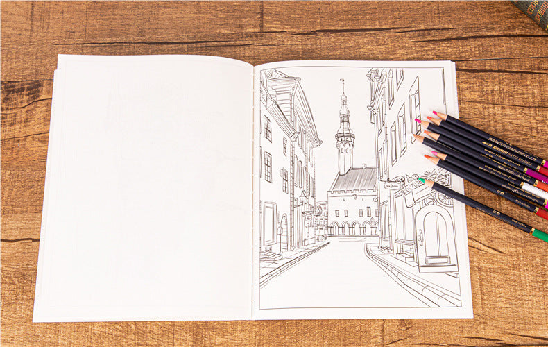 City Colouring Books for Adults Landscape Sketching Coloring Relieve Stress Graffiti  Drawing Book