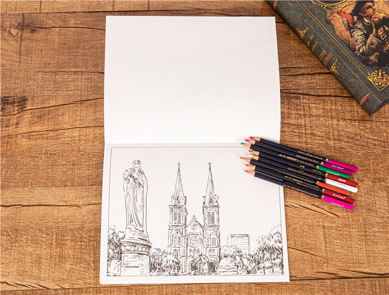 City Colouring Books for Adults Landscape Sketching Coloring Relieve Stress Graffiti  Drawing Book