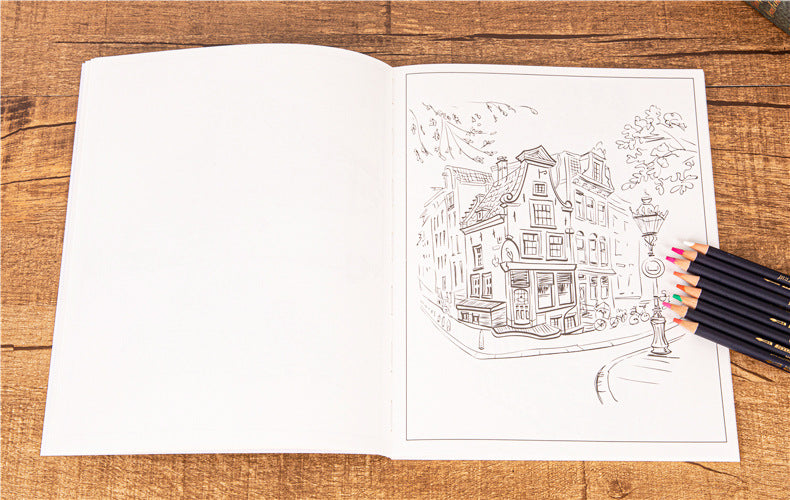 City Colouring Books for Adults Landscape Sketching Coloring Relieve Stress Graffiti  Drawing Book