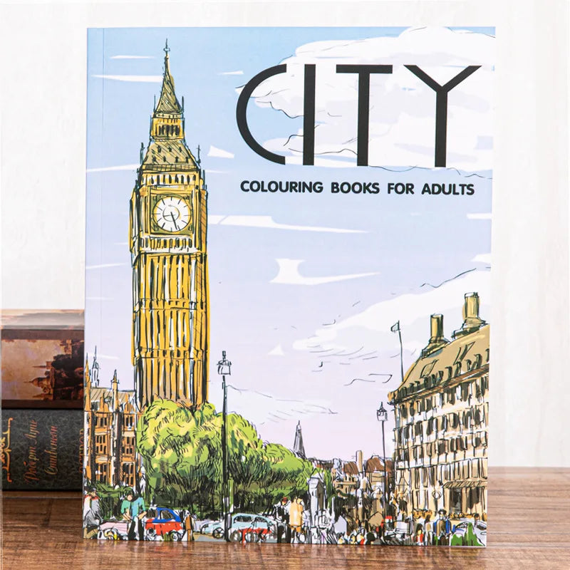 City Colouring Books for Adults Landscape Sketching Coloring Relieve Stress Graffiti  Drawing Book