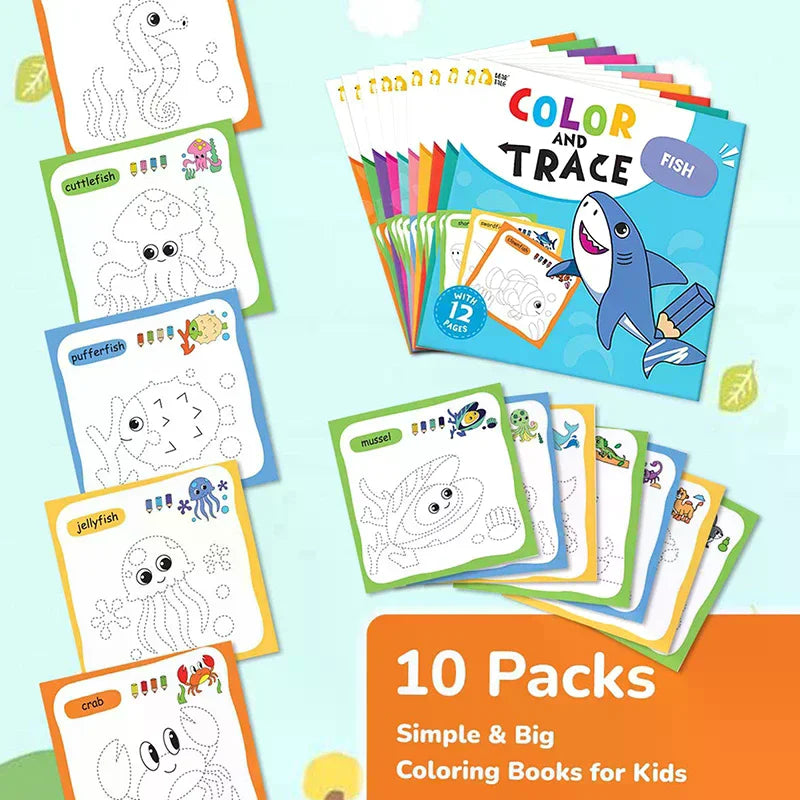 Children's Coloring Book For 3-6 Years Old, Suitable For Boys/girls In Early Childhood Education Coloring Book (Set Of 10 Books)