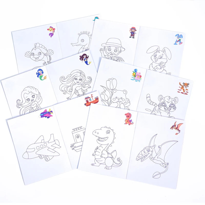 6 themed coloring books suitable for children or teenagers, used for training, art enlightenment, and stress relief for teenager