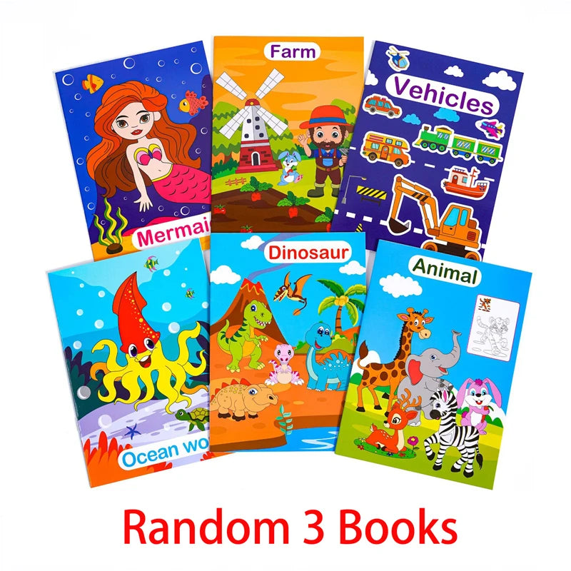 6 themed coloring books suitable for children or teenagers, used for training, art enlightenment, and stress relief for teenager