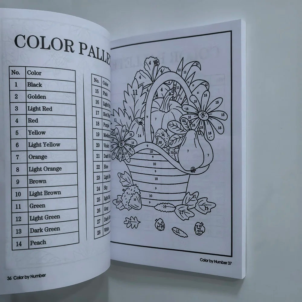 Color By Number For Adult Colouring Book: A Unique Background Paper Adult Colouring Book For Men Women & Teens Stress Relief